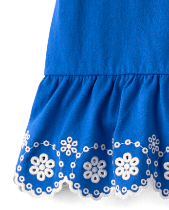 Ensemble 2 pièces brodé à œillets pour petites filles