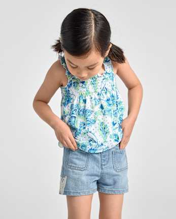 Baby And Toddler Girls Crochet Shortie Jean Shorts