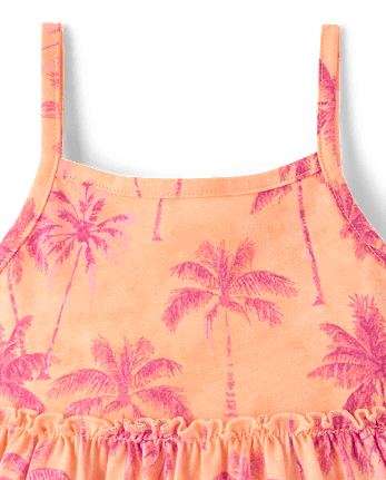 Robe à bretelles à motif palmier pour bébés et petites filles