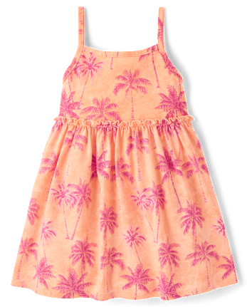 Robe à bretelles à motif palmier pour bébés et petites filles