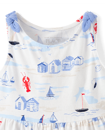 Robe imprimée à bretelles nouées pour bébés et petites filles