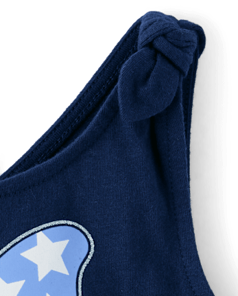 Baby And Toddler Girls Glitter Americana Butterfly Tie Shoulder Dress