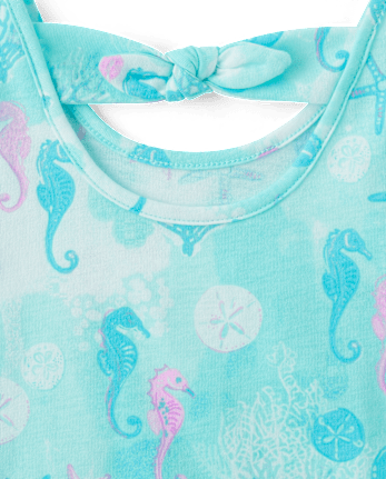 Toddler Girls Glitter Sea Creature Bow Back Tank Top 3-Pack