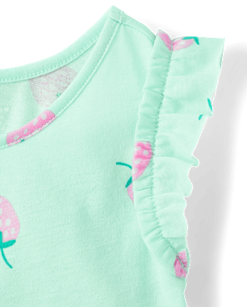 Toddler Girls Puff Print Fruit Ruffle Tank Top 3-Pack