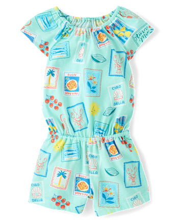 Baby And Toddler Girls Postcard Flutter Romper