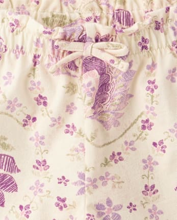 Toddler Girls Floral Paperbag Waist Shorts 3-Pack