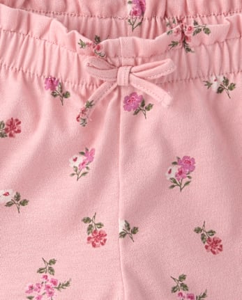 Toddler Girls Floral Paperbag Waist Shorts 3-Pack