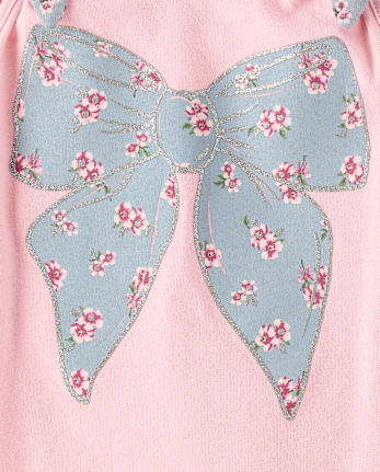 Toddler Girls Glitter Floral Bow 2-Piece Outfit Set