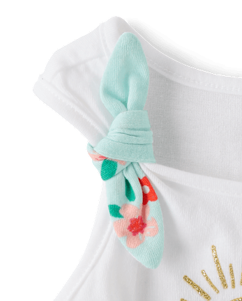 Toddler Girls Glitter Beach Bow 2-Piece Outfit Set