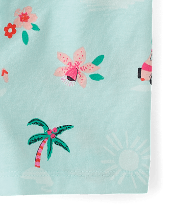 Ensemble 2 pièces pour petites filles avec nœud papillon pailleté sur le thème de la plage