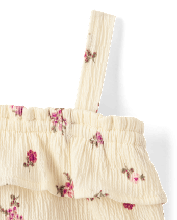 Débardeur à volants froissés à fleurs pour petites filles