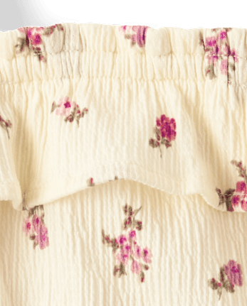 Débardeur à volants froissés à fleurs pour petites filles