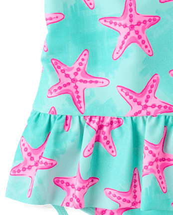 Baby And Toddler Girls Starfish Peplum One Piece Swimsuit