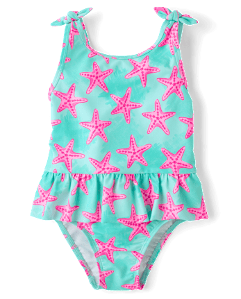 Baby And Toddler Girls Starfish Peplum One Piece Swimsuit