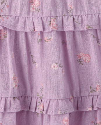 Baby And Toddler Girls Floral Textured Tie Shoulder Dress