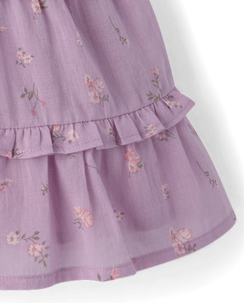 Baby And Toddler Girls Floral Textured Tie Shoulder Dress