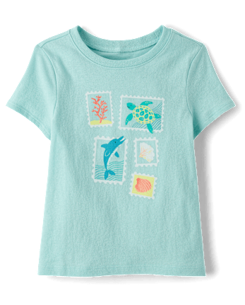 Baby And Toddler Girls Animal Stamps Graphic Tee