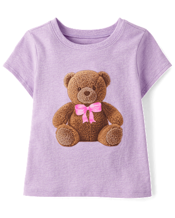 Baby And Toddler Girls Teddy Bear Graphic Tee