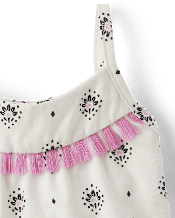 Baby And Toddler Girls Print Tassel Tiered Dress
