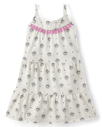 Baby And Toddler Girls Print Tassel Tiered Dress