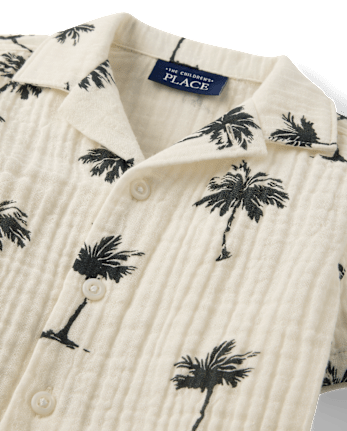 Baby And Toddler Boys Palm Tree Gauze Button Up Shirt