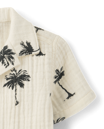 Baby And Toddler Boys Palm Tree Gauze Button Up Shirt