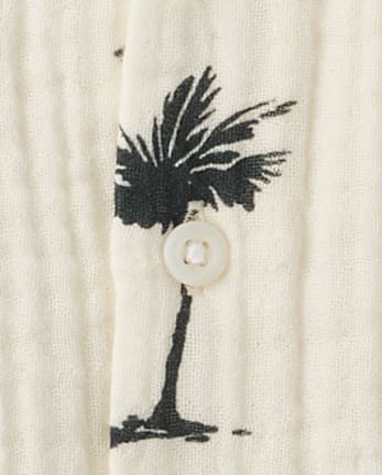 Chemise boutonnée en gaze à motif palmier pour bébés et petits garçons