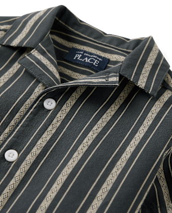 Baby And Toddler Boys Embroidered Textured Button Up Shirt