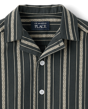 Baby And Toddler Boys Embroidered Textured Button Up Shirt