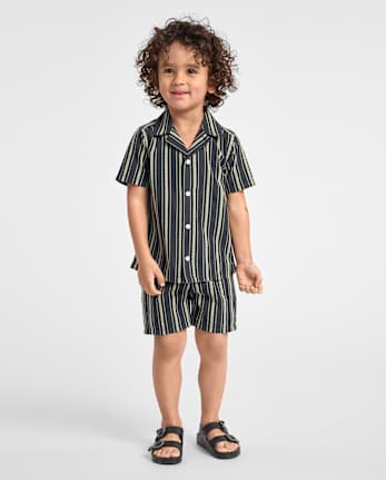 Baby And Toddler Boys Embroidered Textured Pull On Shorts