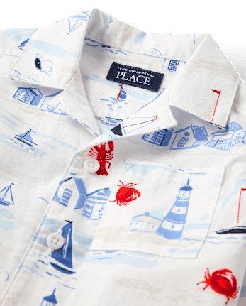 Baby And Toddler Boys Dad And Me Coastal Poplin Button Up Shirt