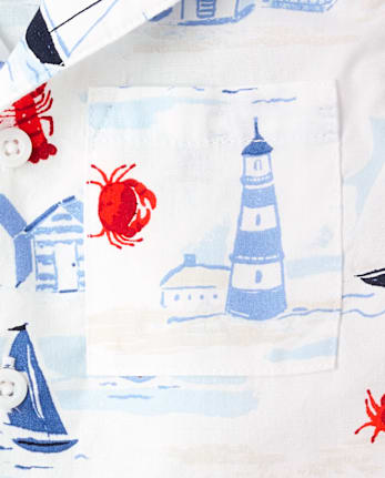 Baby And Toddler Boys Dad And Me Coastal Poplin Button Up Shirt