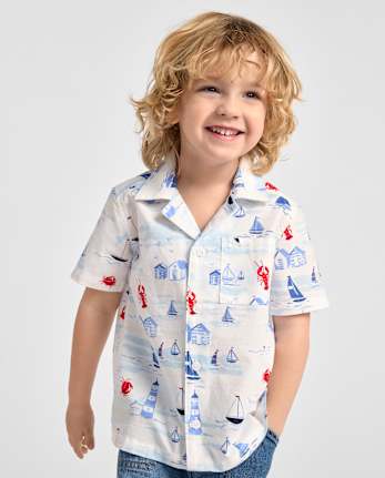 Baby And Toddler Boys Dad And Me Coastal Poplin Button Up Shirt