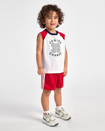 Baby And Toddler Boys Quick Dry Striped Lined Mesh Active Shorts