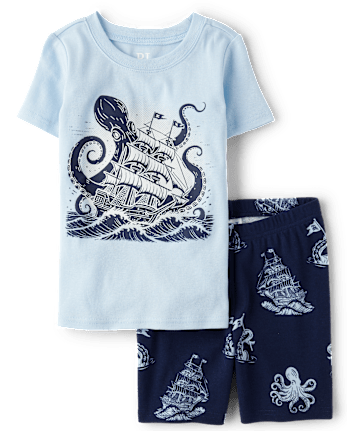 Boys Glow Octopus Snug Fit Cotton Pajamas