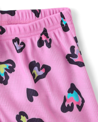 Girls Leopard Heart Lettuce Pajamas