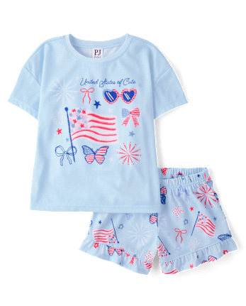 Girls Americana Ruffle Pajamas