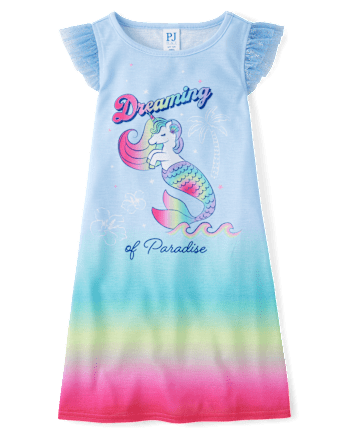 Girls Rainbow Unicorn Mermaid Flutter Nightgown