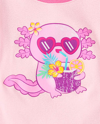 Girls Summer Axolotl Snug Fit Cotton Pajamas