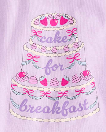Girls Cake For Breakfast Snug Fit Cotton Pajamas