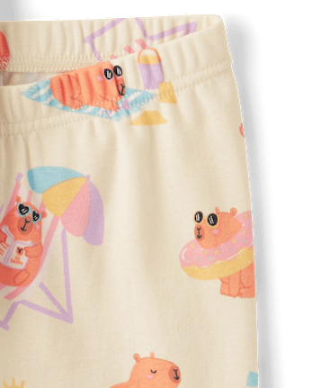 Girls Summer Capybara Snug Fit Cotton Pajamas