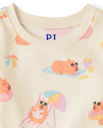 Girls Summer Capybara Snug Fit Cotton Pajamas