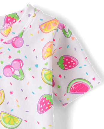 Pyjama en coton ajusté pour filles, motif bonbons aux fruits