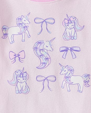 Baby And Toddler Girls Unicorn Bow Snug Fit Cotton Pajamas