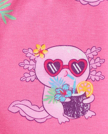 Baby And Toddler Girls Summer Axolotl Snug Fit Cotton Pajamas