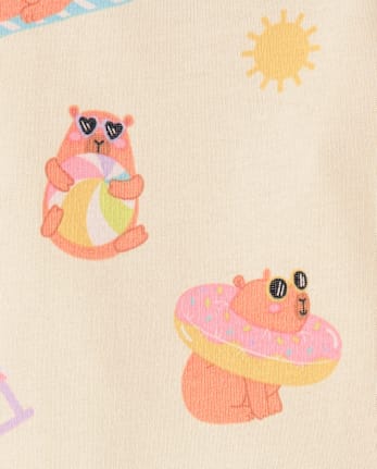 Baby And Toddler Girls Summer Capybara Snug Fit Cotton Pajamas