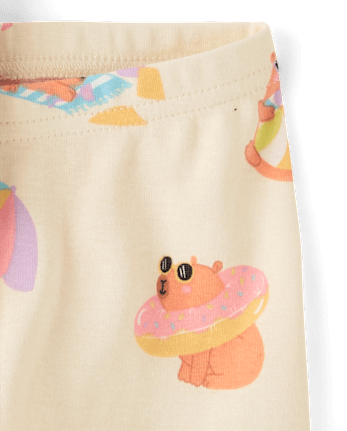 Baby And Toddler Girls Summer Capybara Snug Fit Cotton Pajamas