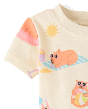 Baby And Toddler Girls Summer Capybara Snug Fit Cotton Pajamas