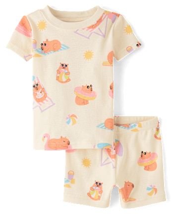 Baby And Toddler Girls Summer Capybara Snug Fit Cotton Pajamas