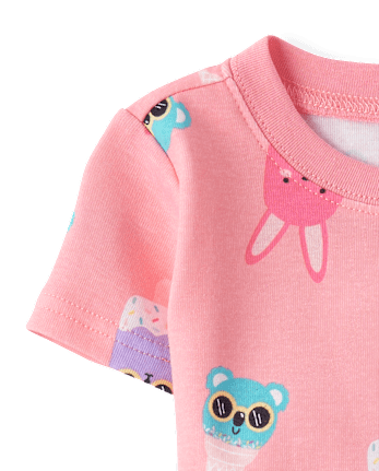 Pyjama en coton ajusté à motif cornet de glace pour bébés et petites filles